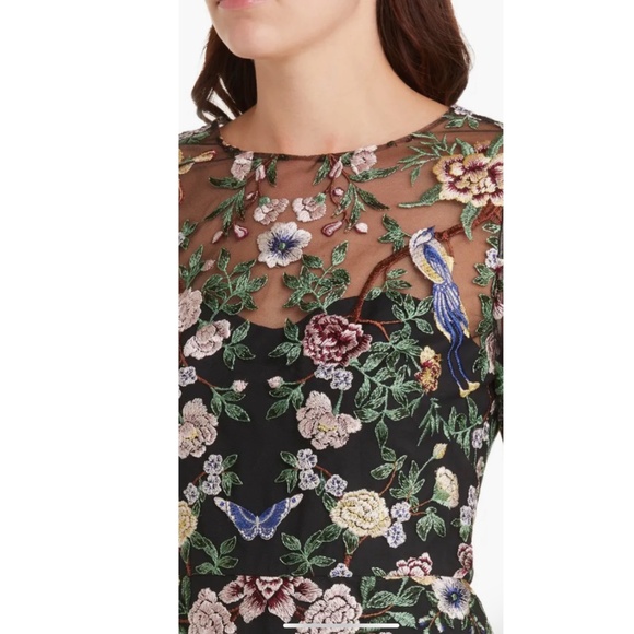 Marchesa Floral Embroidered Black Dress - Picture 4 of 17
